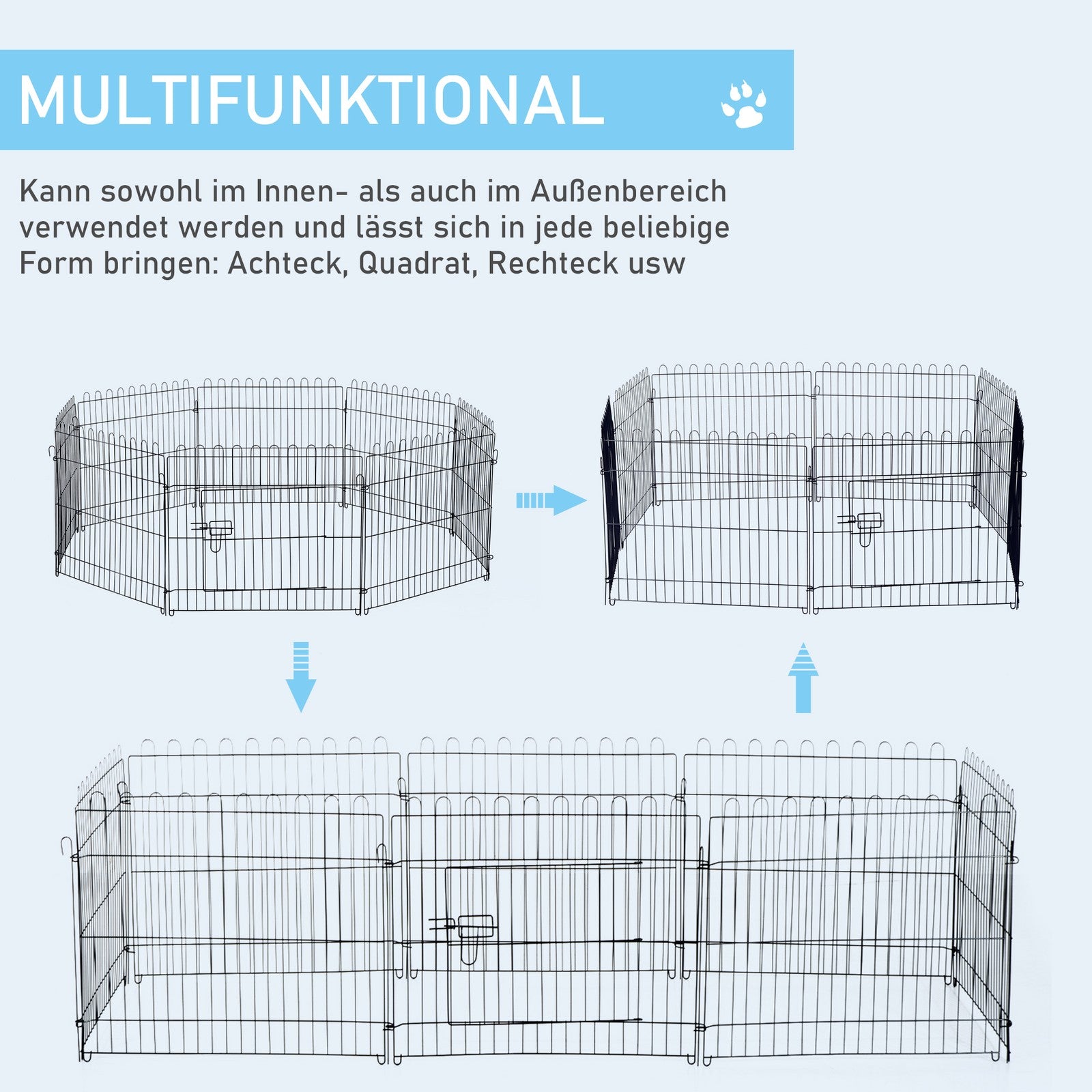 Pawhut Welpenauslauf Welpenzaun Laufstall Freilaufgehege Welpengitter 5 Maßen