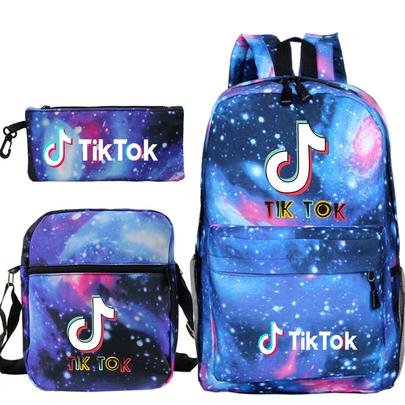 Customizable TikTok Print Backpack Set with Pouch