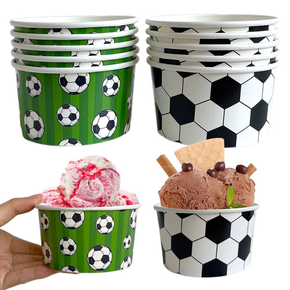 Soccer Paper Snack Bowls Disposable Dessert Food Paper Cups Birthday Party Supplies Football Theme Birthday Party Decors