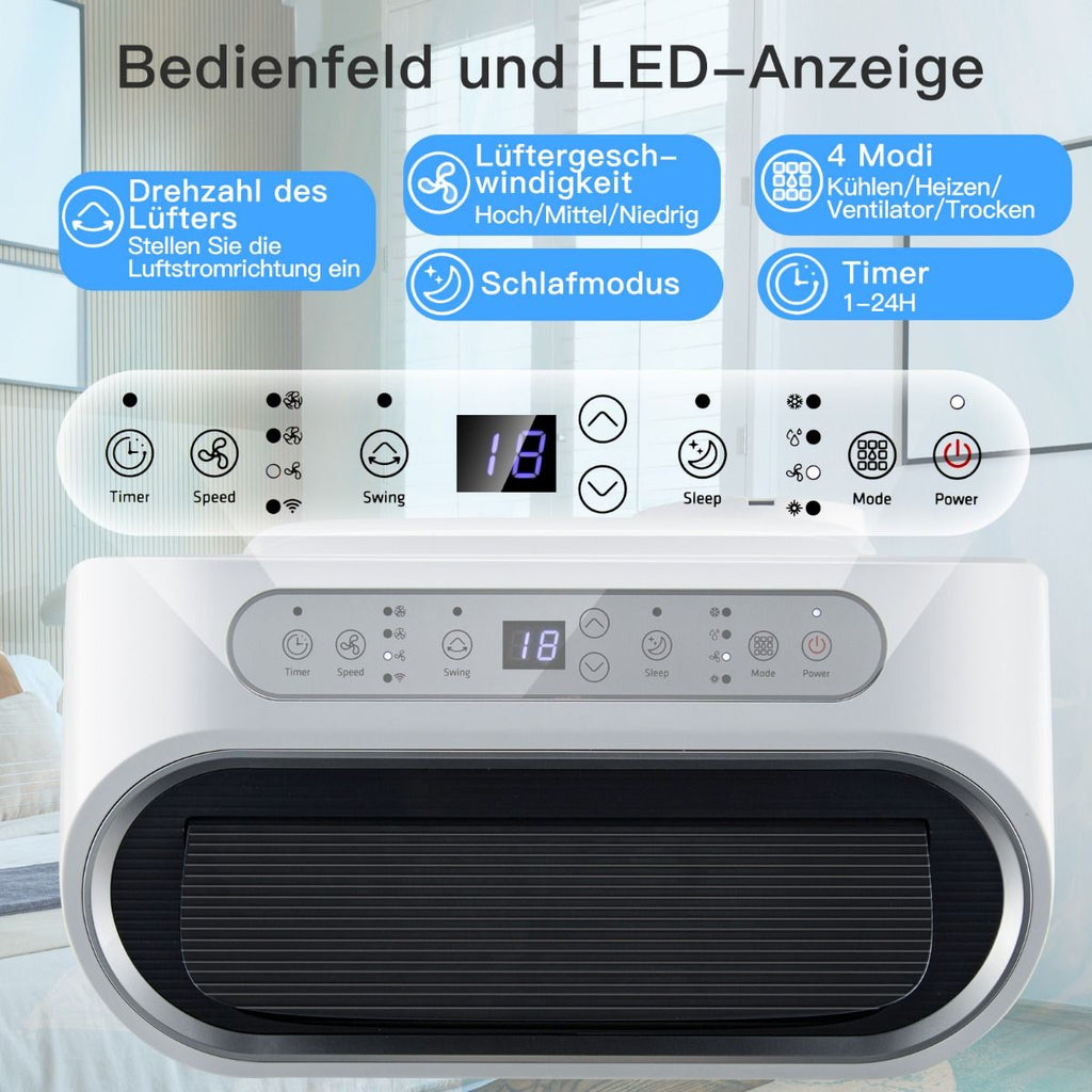 5 in 1 Mobile Klimaanlage 16000 BTU Kühl & Ventilator & Entfeuchter & Heiz Entfeuchter 16℃-32℃ 44,5 X 39 X 77 Cm Weiß