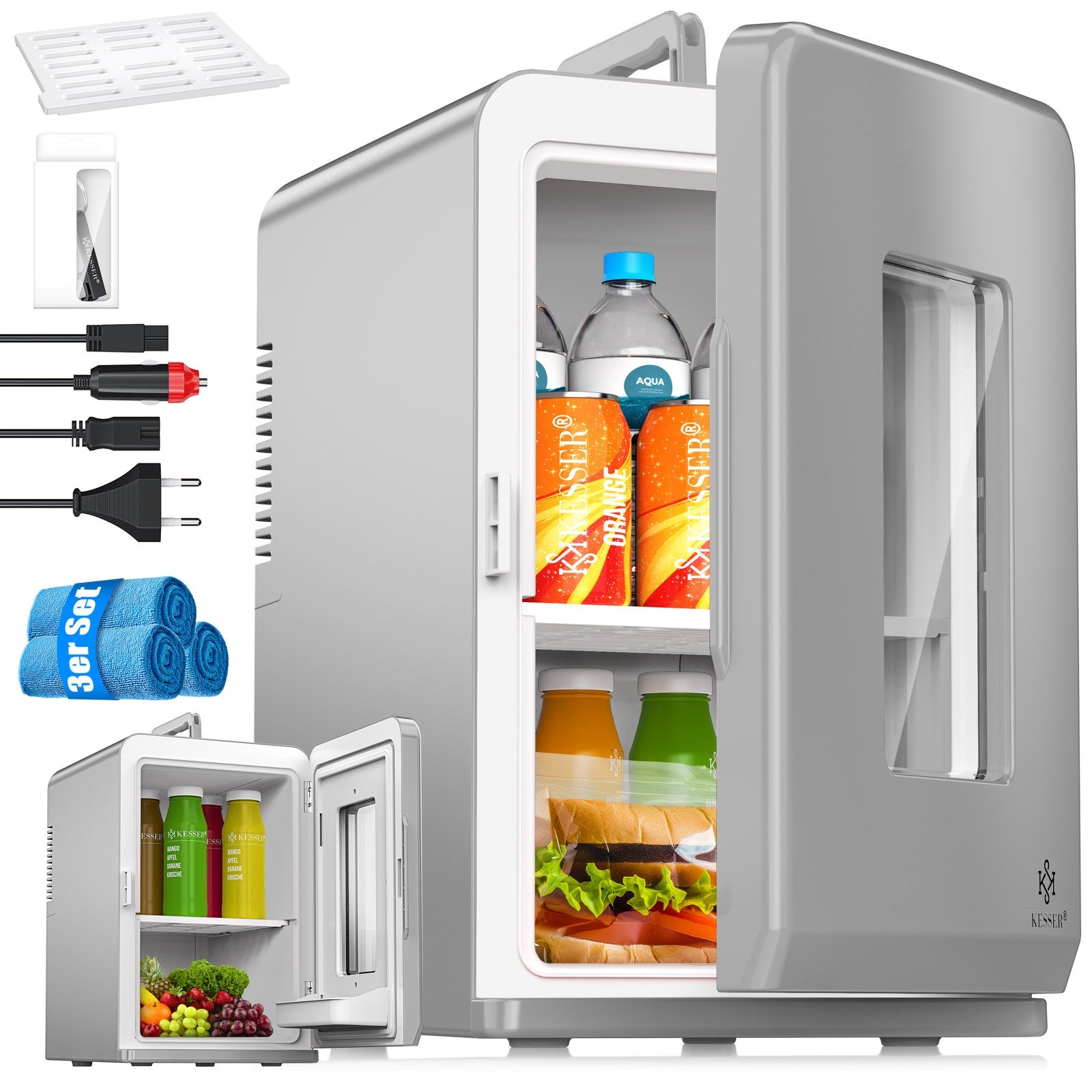 KESSER® Mini Kühlschrank 15 L Kühl Und Heizfunktion Minibar Kühlbox Thermobox