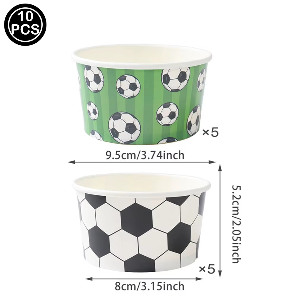 Soccer Paper Snack Bowls Disposable Dessert Food Paper Cups Birthday Party Supplies Football Theme Birthday Party Decors