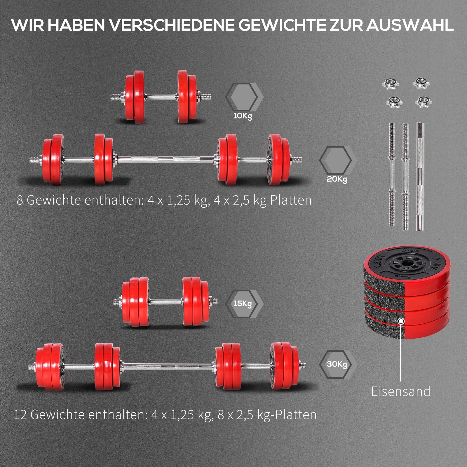 Hantelset Verstellbare Langhantel & Kurzhantel Fitness-Übung
