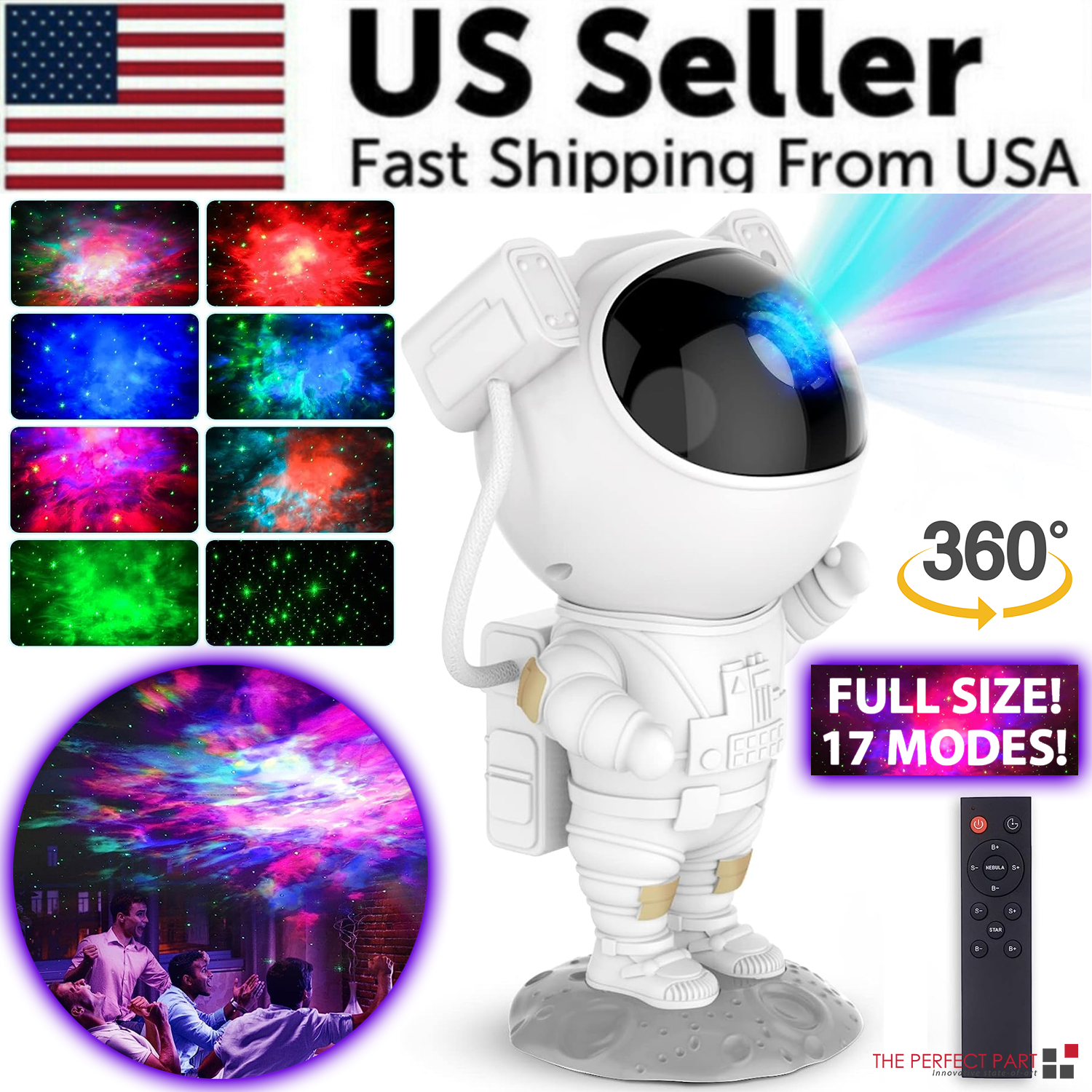 (US-Shipping) Astronaut Projector Galaxy Starry Sky Night Light Ocean Star LED Lamp Remote