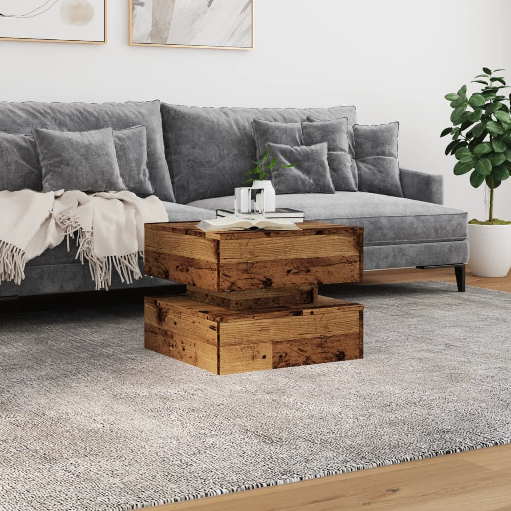 Couchtisch Mit Led-Leuchten Altholz-Optik 50X50X40 Cm