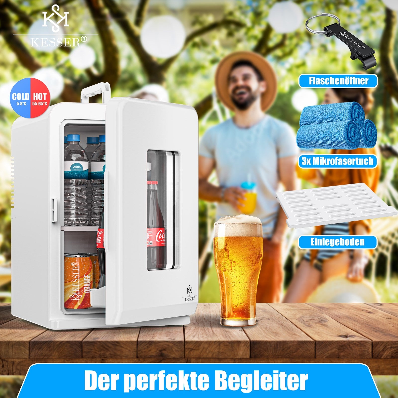 KESSER® Mini Kühlschrank 15 L Kühl Und Heizfunktion Minibar Kühlbox Thermobox