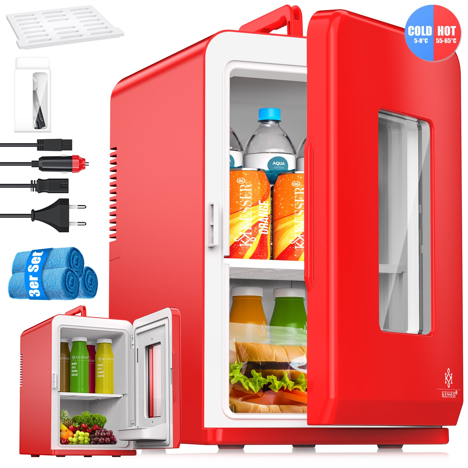 KESSER® Mini Kühlschrank 15 L Kühl Und Heizfunktion Minibar Kühlbox Thermobox