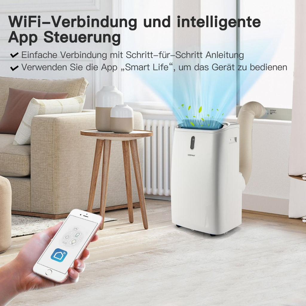 5 in 1 Mobile Klimaanlage 16000 BTU Kühl & Ventilator & Entfeuchter & Heiz Entfeuchter 16℃-32℃ 44,5 X 39 X 77 Cm Weiß