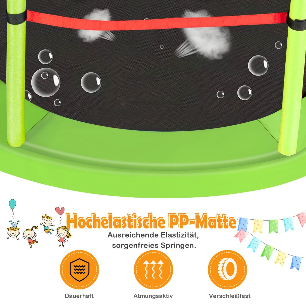 Ø165Cm Gartentrampolin Mit Sicherheitsnetz Trampolin Bis 135KG Belastbar Für Kinder Ab 3 Jahre