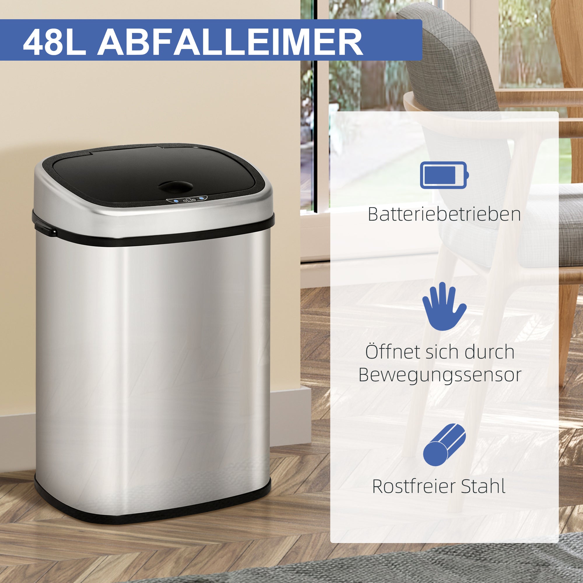 Automatik Mülleimer Abfalleimer Mit Infrarotsensor Küche Silber