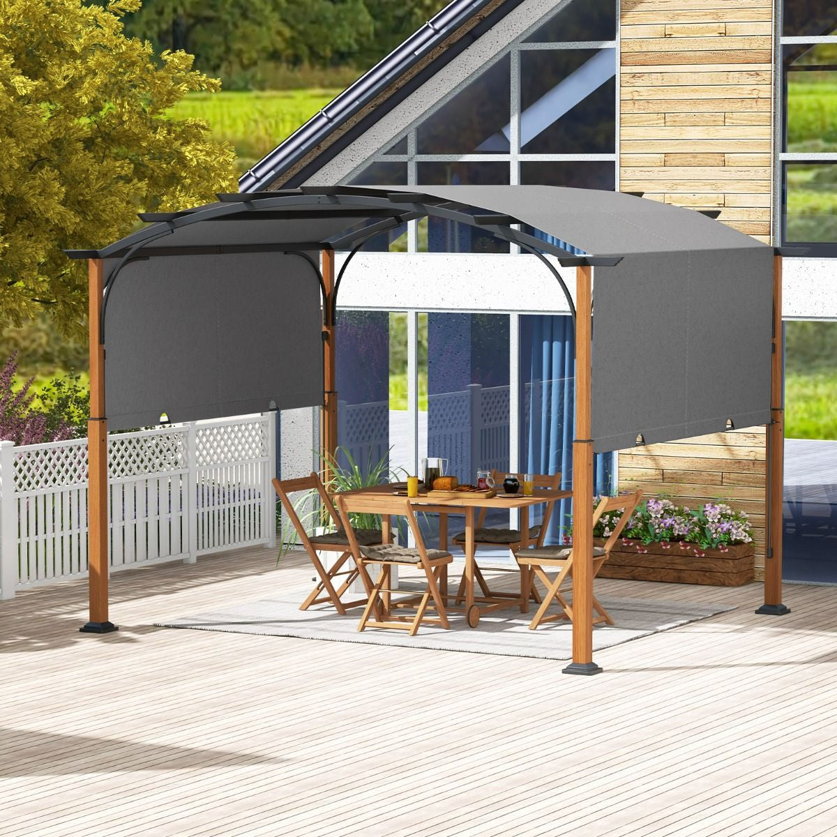 3,6 X 3 M Pergola Mit Ausziehbarem Dach Wasserdichter Stabiler Winterfester Pavillon