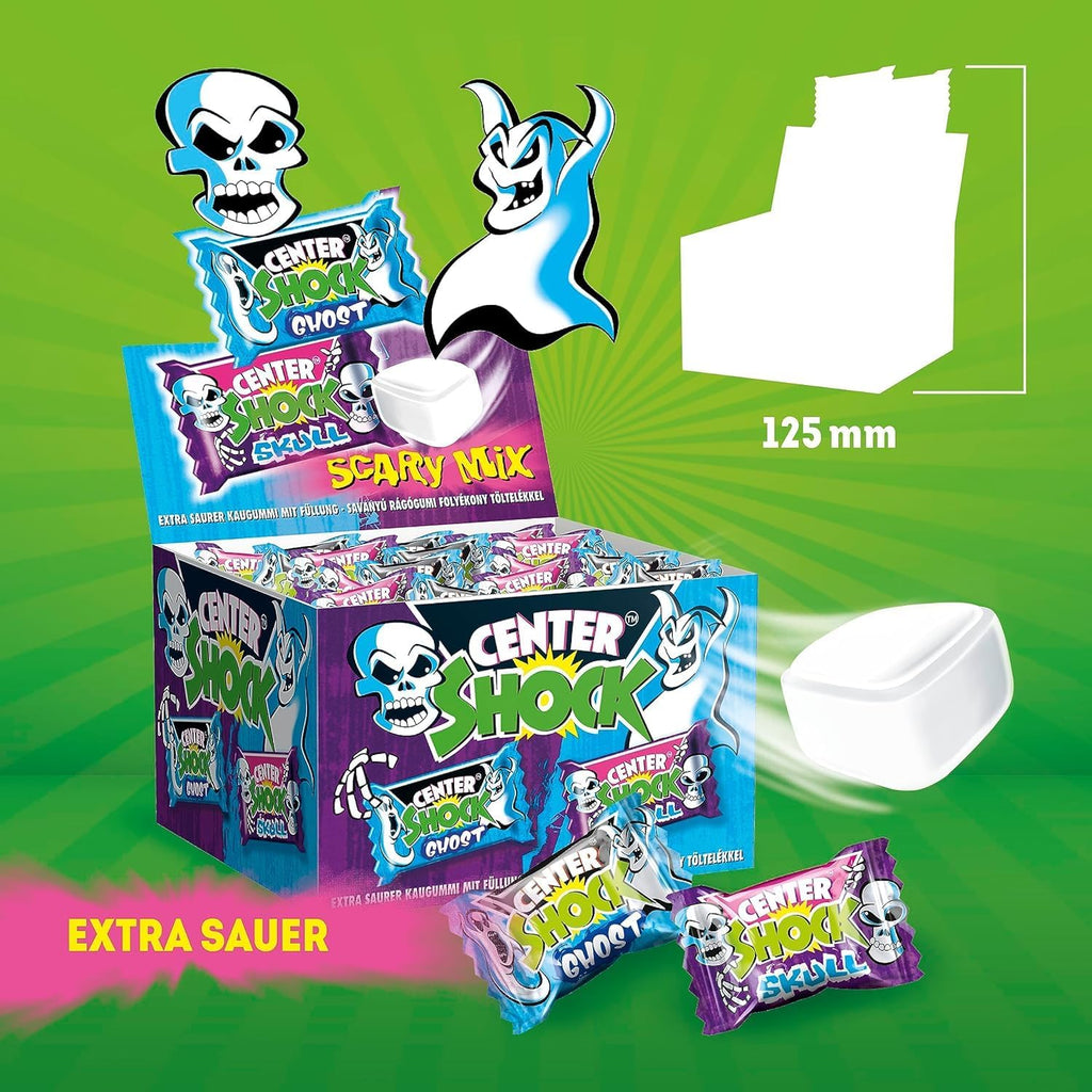 Center Shock Scary Mix, Box Mit 100 Kaugummis, Extra-Sauer Mit Verschiedenen Sorten, Ideal Für Geburtstag, Pinata, Candy-Bar, Schultüte Und Weihnachten, 400G