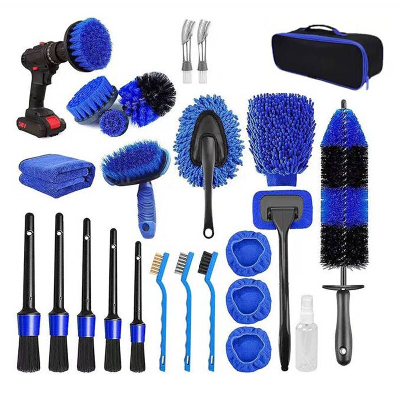 (US-DE Shipping) 26Pcs Car Detailing Brush Set Drill