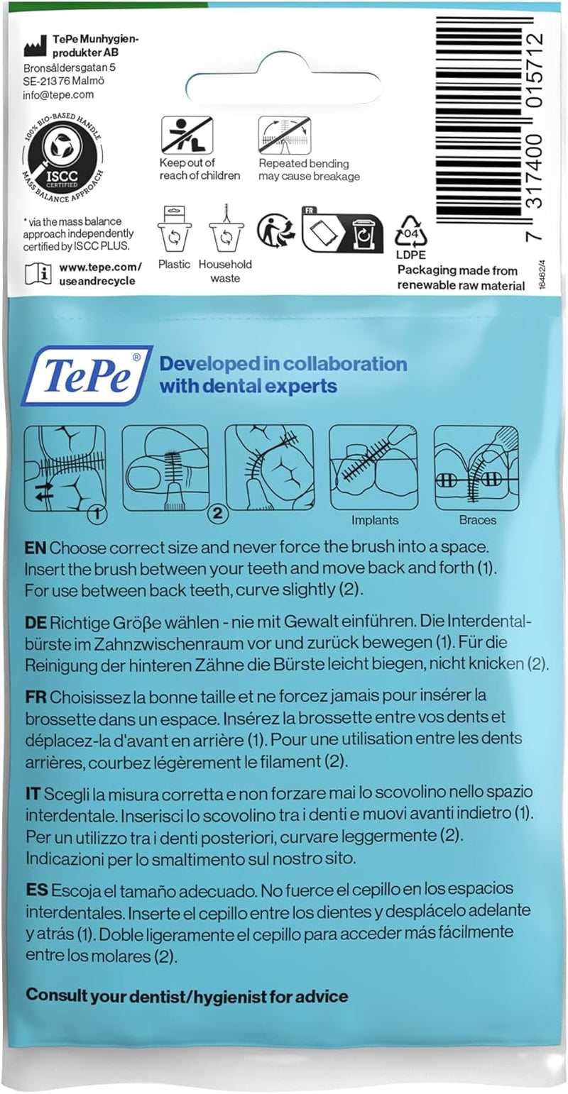 Tepe Interdentalbürste, Original, Grün, 0,8 Mm/Iso 5, 8 Stk., Plaque-Entfernung, Effiziente Reinigung Der Zahnzwischenräume,Für Große Lücken