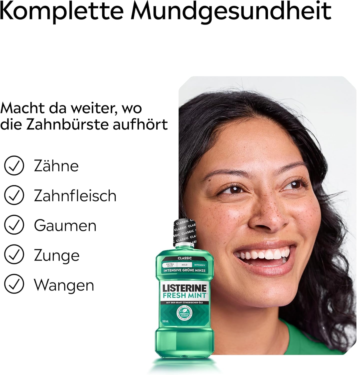 Listerine Fresh Mint Antibakterielle Mundspülung Für Frischen Atem, Mit Ätherischen Ölen, Bekämpft Mundgeruch Verursachende Bakterien, Mit Frischem Minzgeschmack