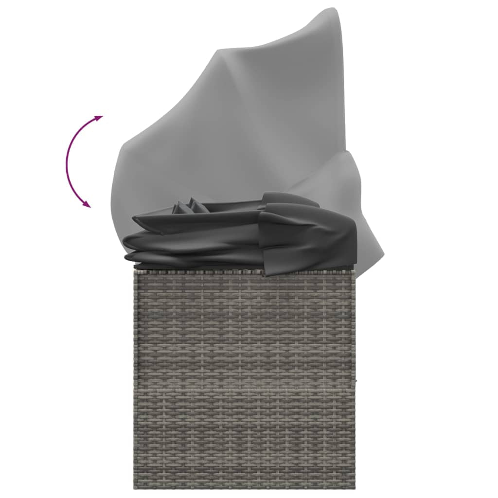 Outdoor Loungebett Mit Dach Kissen Gartenliege Gartenmöbel Poly Rattan Vidaxl