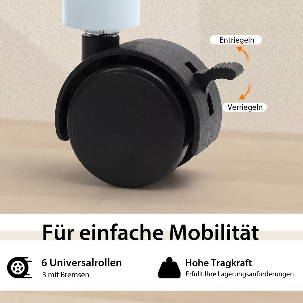 Klappbarer Computertisch Mit 3 Schubladen & Rollen Platzsparender Schreibtisch Bürotisch