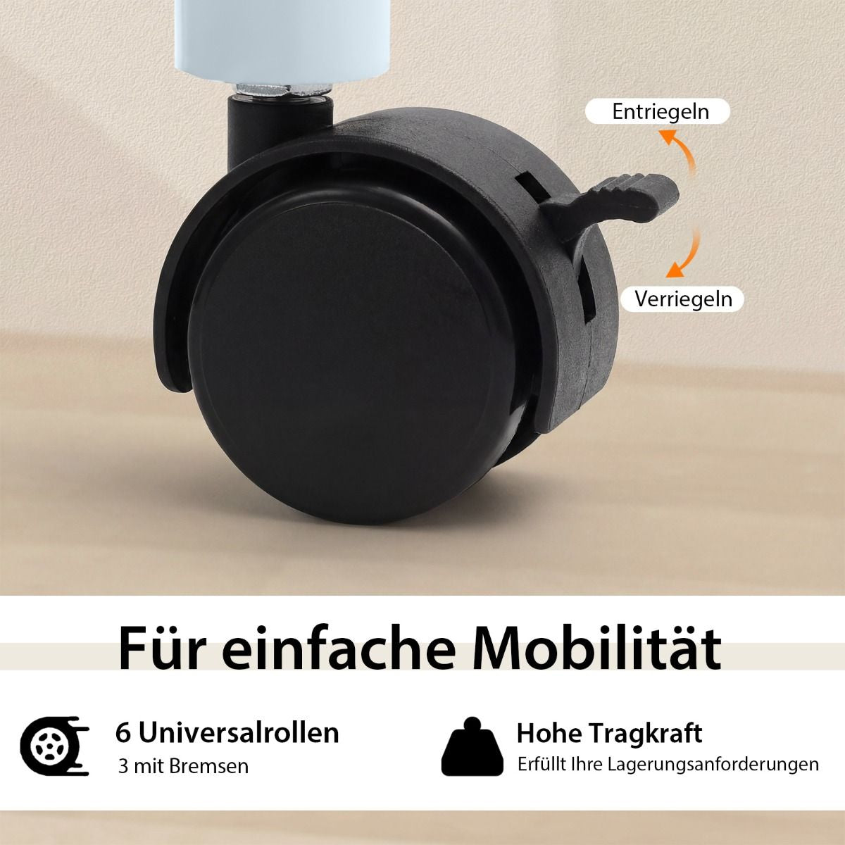 Klappbarer Computertisch Mit 3 Schubladen & Rollen Platzsparender Schreibtisch Bürotisch