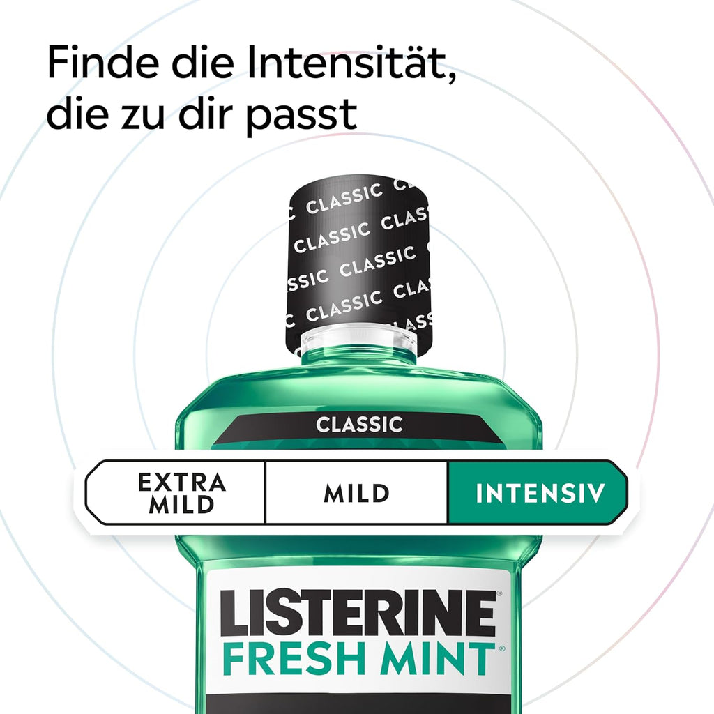 Listerine Fresh Mint Antibakterielle Mundspülung Für Frischen Atem, Mit Ätherischen Ölen, Bekämpft Mundgeruch Verursachende Bakterien, Mit Frischem Minzgeschmack