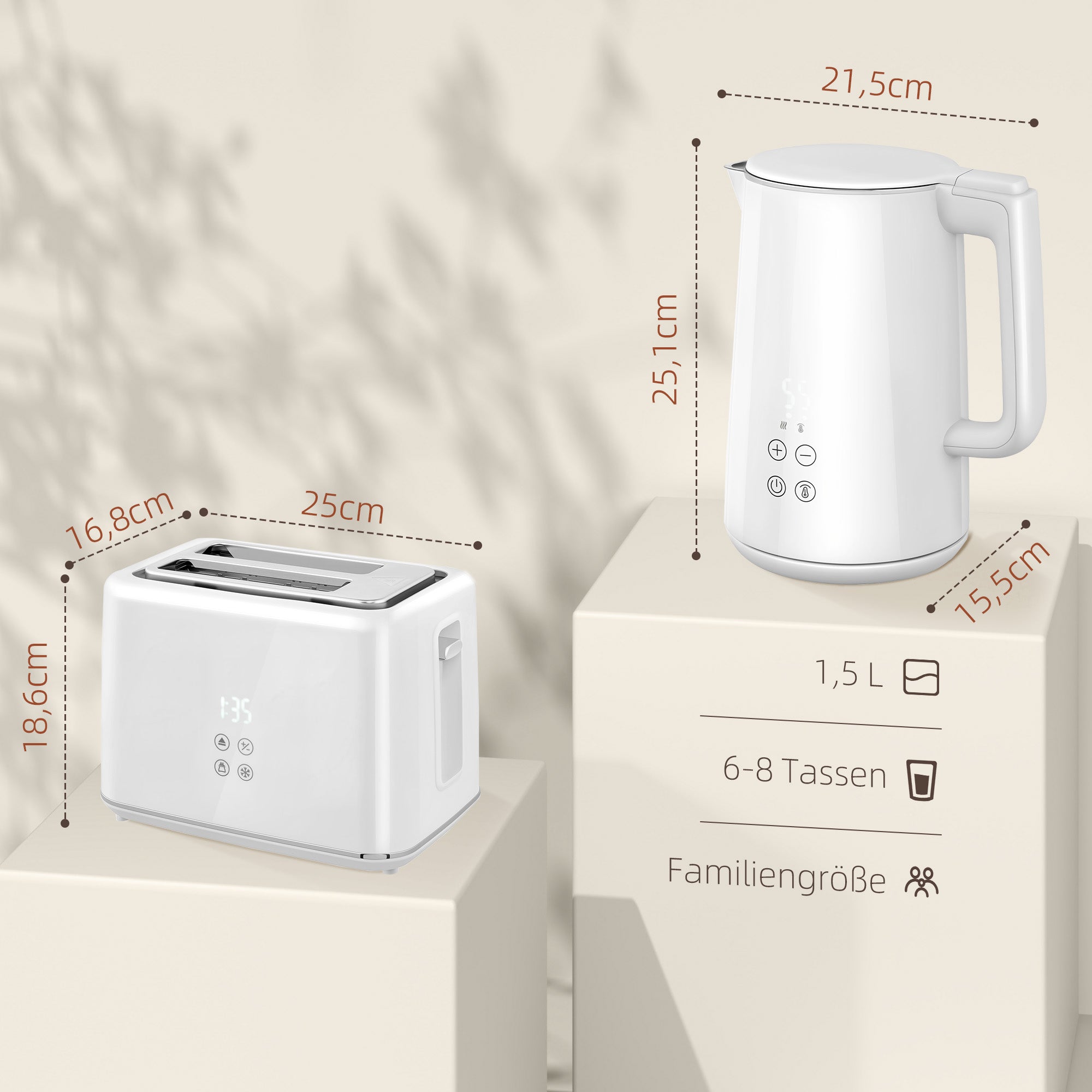 Küchenset Mit Wasserkocher Und Toaster, 7 Bräunungsstufe