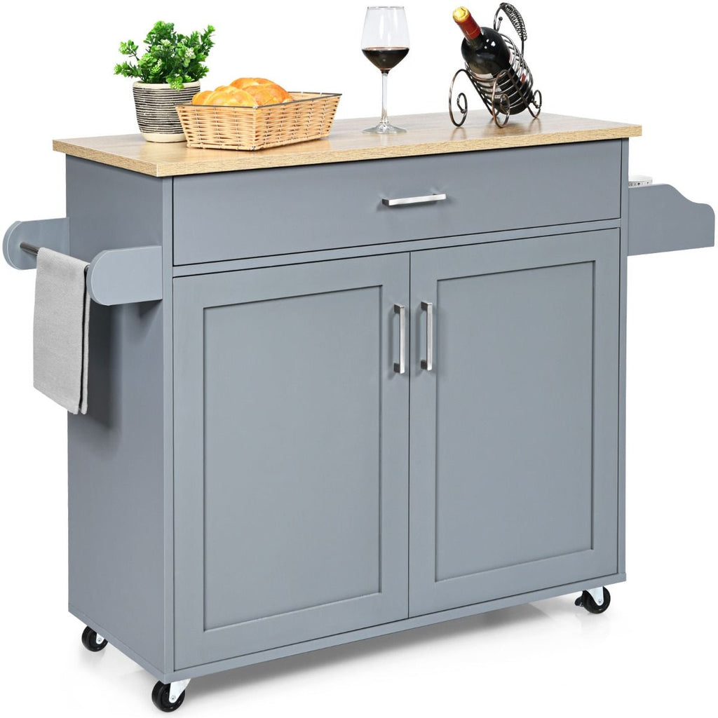 Küchenwagen Mit Handtuchhalter & Gewürzboard & Schublade Kücheninsel Rollbarer Küchenschrank