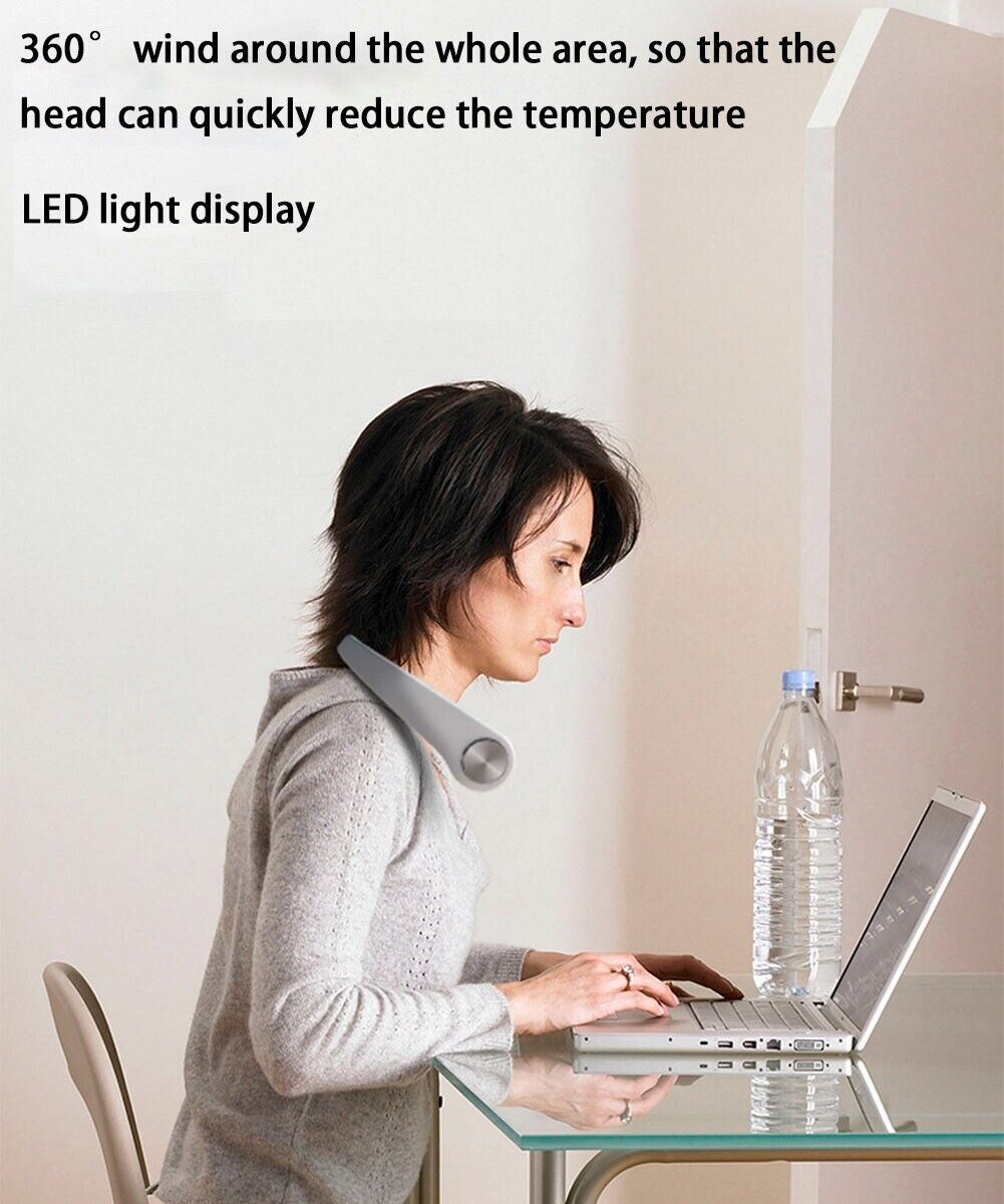 (US Shipping) USB Portable Hanging Neck Fan Cooling Air Cooler Little Electric Air Conditioner
