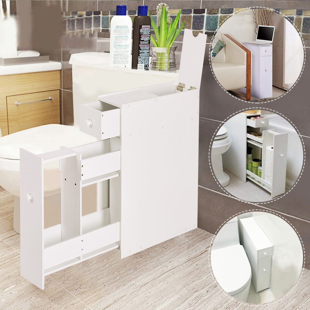 Schmaler Nischenregal Mit Schubladen Badschrank Aus Holz Seitenschrank