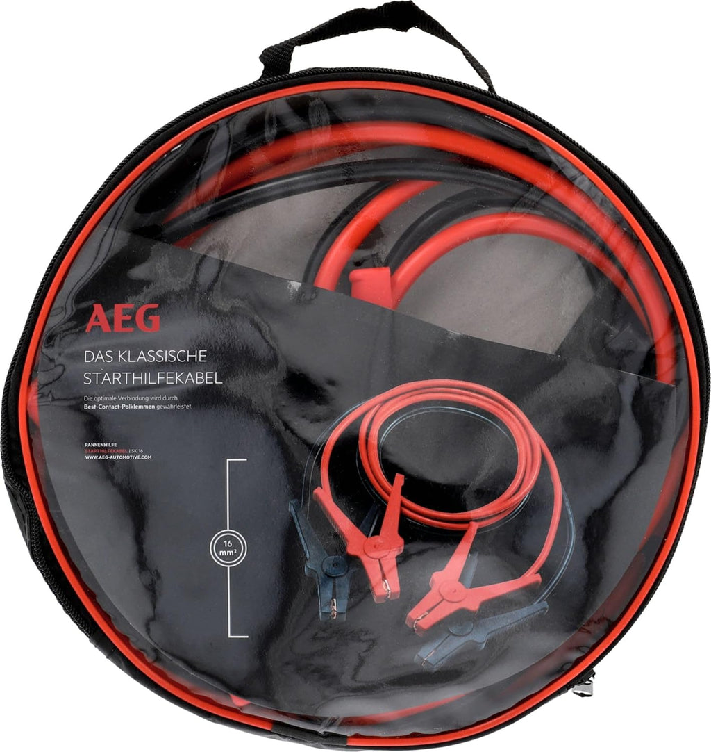 AEG Starthilfekabel Alu-Tec, Für 12 Volt Und 24 Volt, in Aufbewahrungstasche, 2 X 3M, Erfüllt DIN 72553