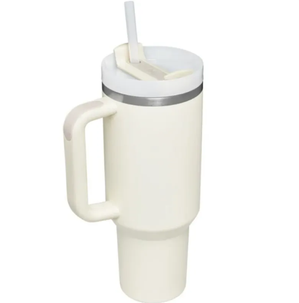 (US-DE Shipping) Portable 40oz Stainless Steel Car Cup with Straw and Handle