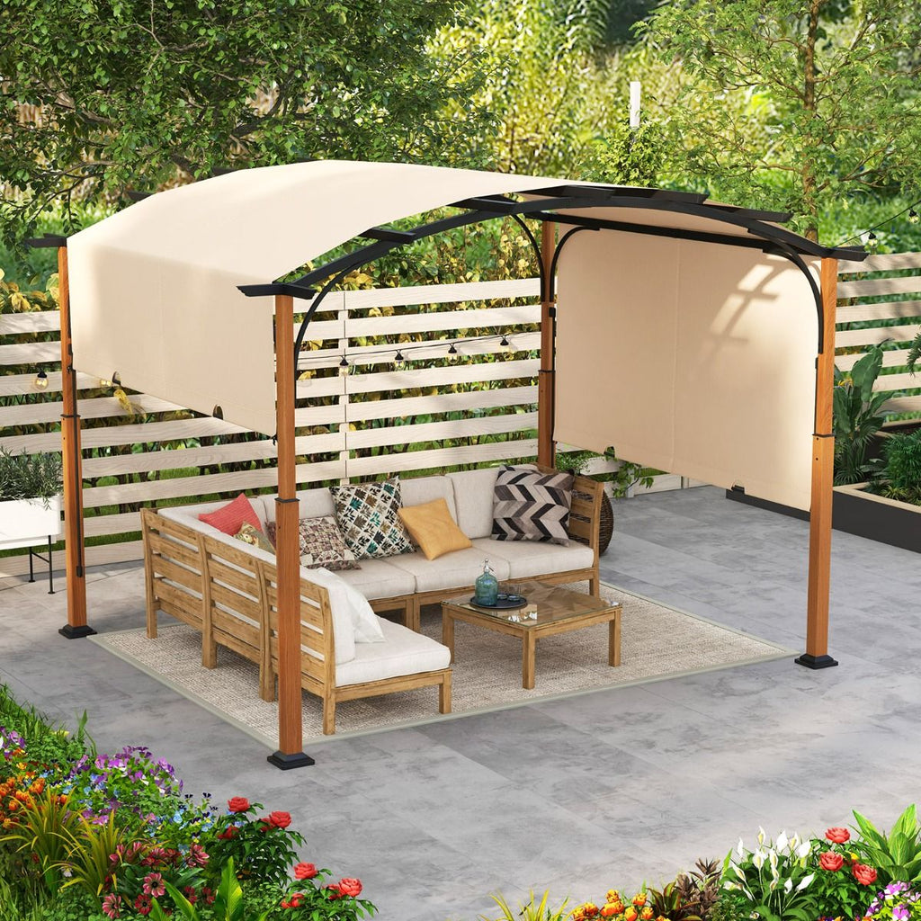 3,6 X 3 M Pergola Mit Ausziehbarem Dach Wasserdichter Stabiler Winterfester Pavillon