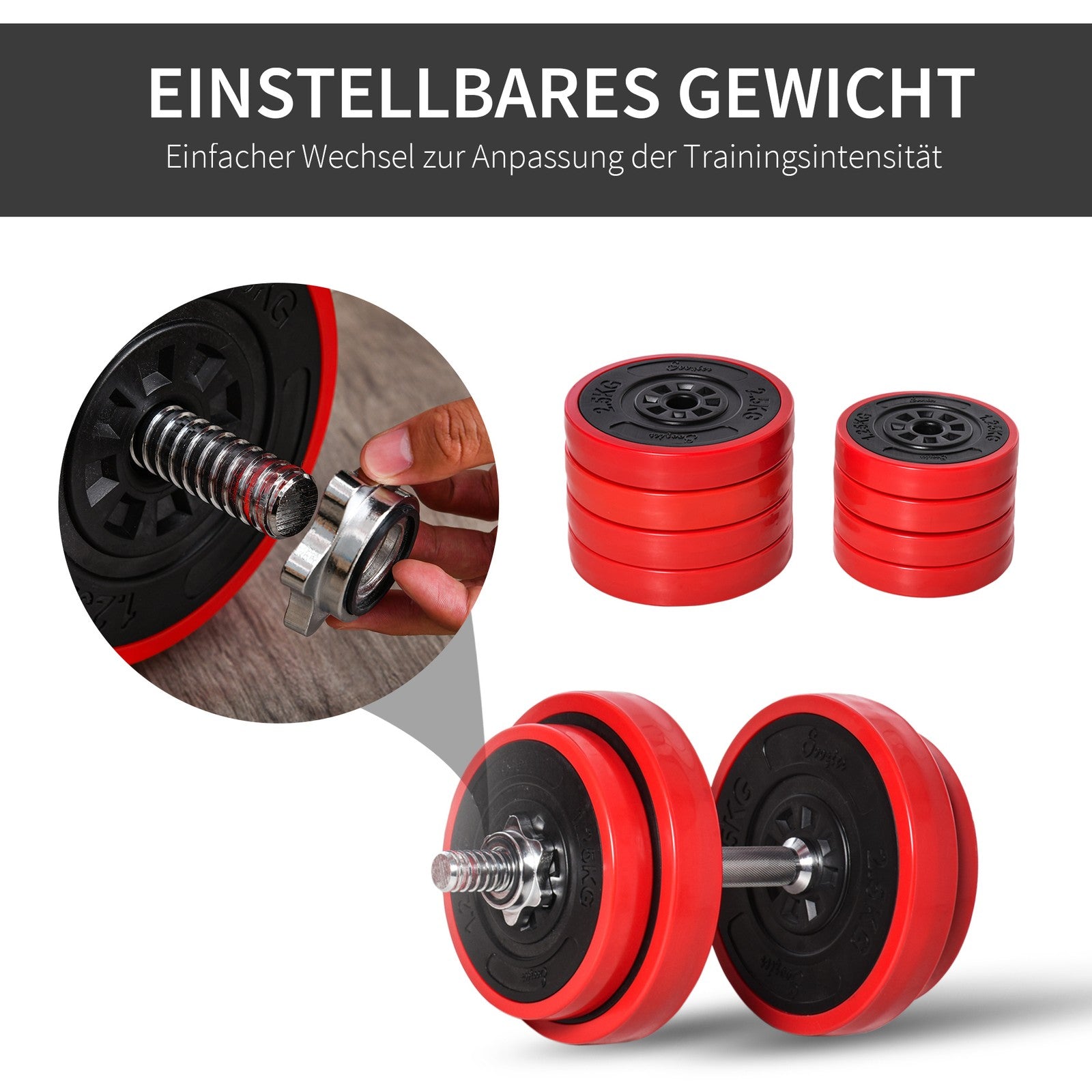 Hantelset Verstellbare Langhantel & Kurzhantel Fitness-Übung