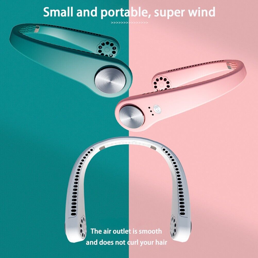 (US Shipping) USB Portable Hanging Neck Fan Cooling Air Cooler Little Electric Air Conditioner