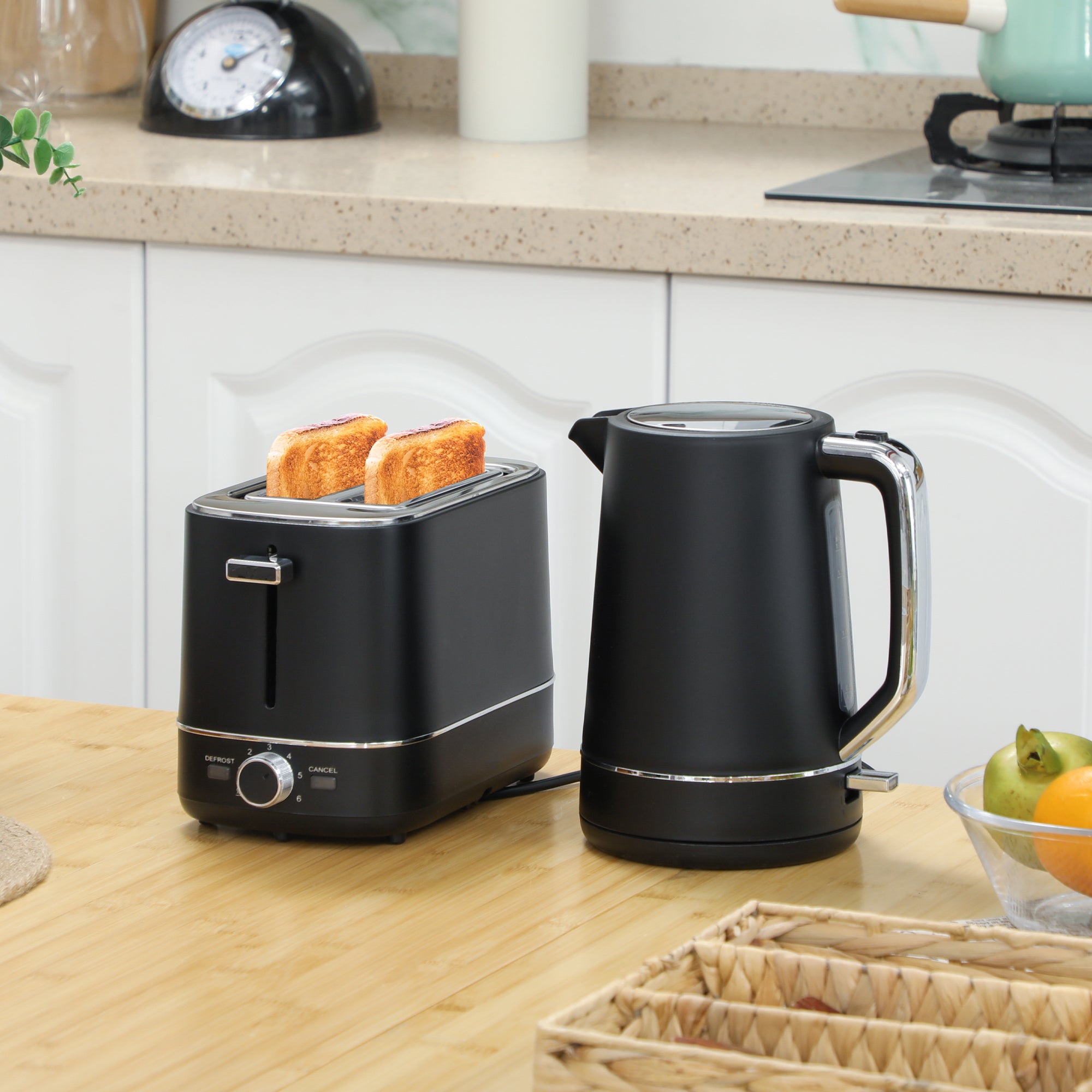 Wasserkocher Toaster Set Frühstück-Set Mit 1,7L Wasserkocher, 2 Scheiben Toaster