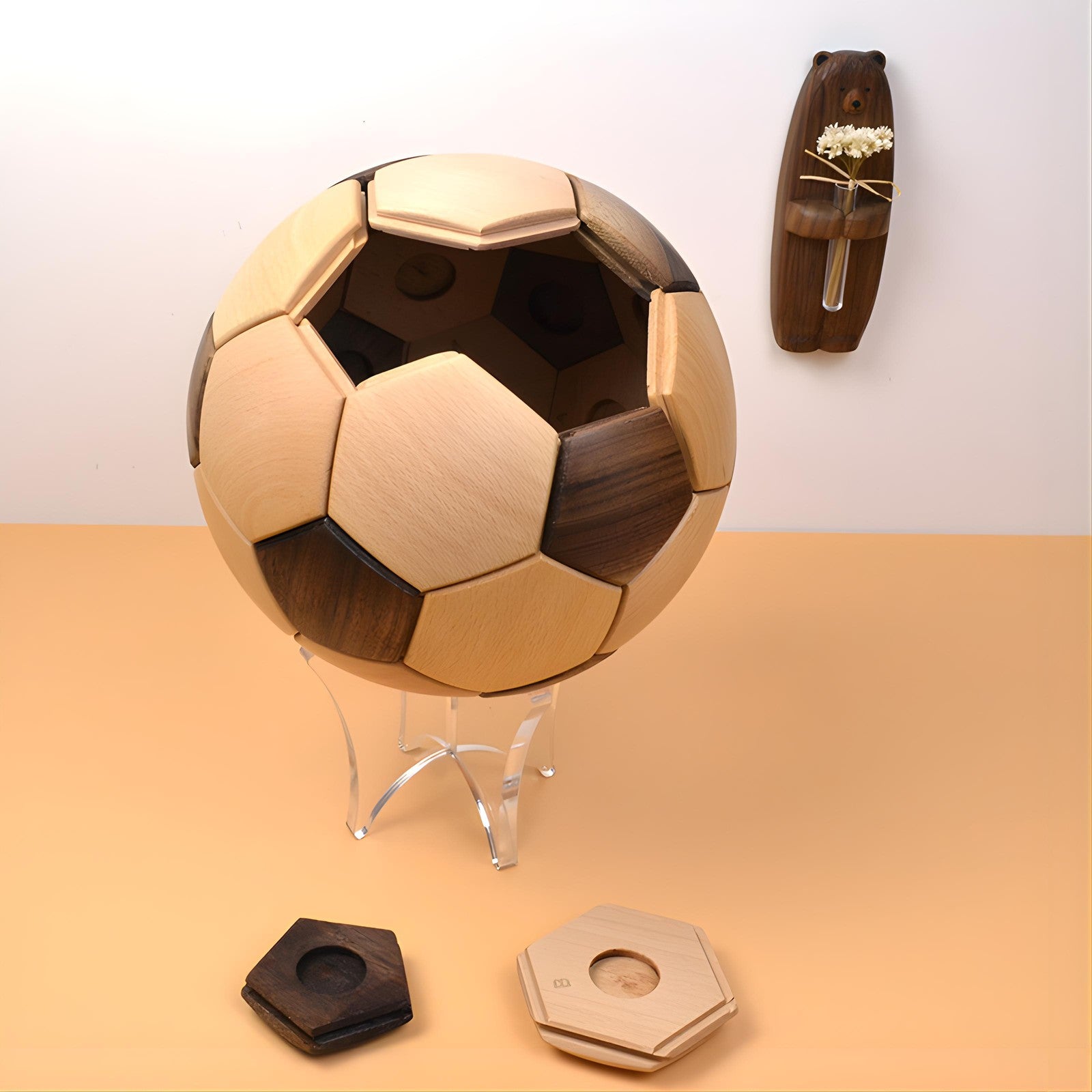 Holz-Fußball Holztrophäe Fußball Dekomodern WM Männer Geschenk Puzzle Spiel