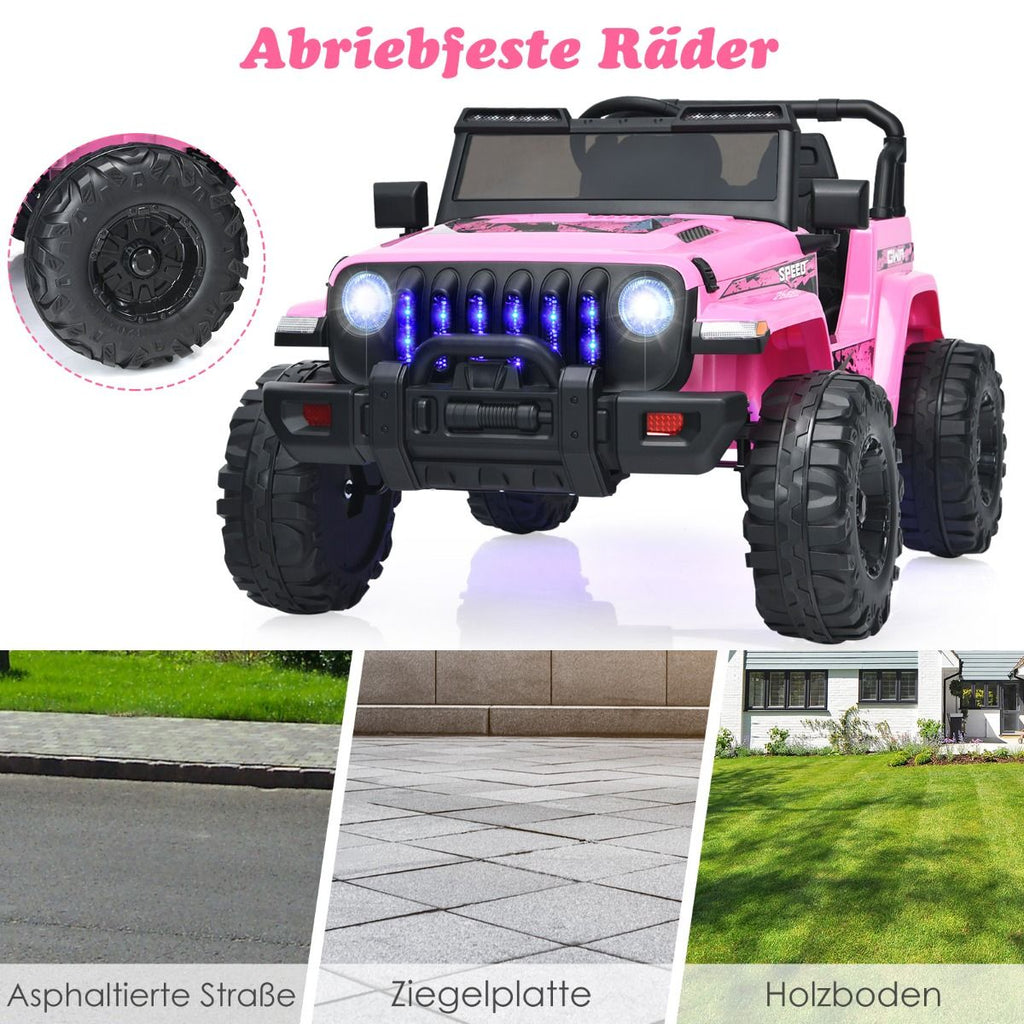 Kinder Elektroauto Mit 2,4G-Fernbedienung & MP3 & Hupe 12V Elektro Kinderauto Rosa