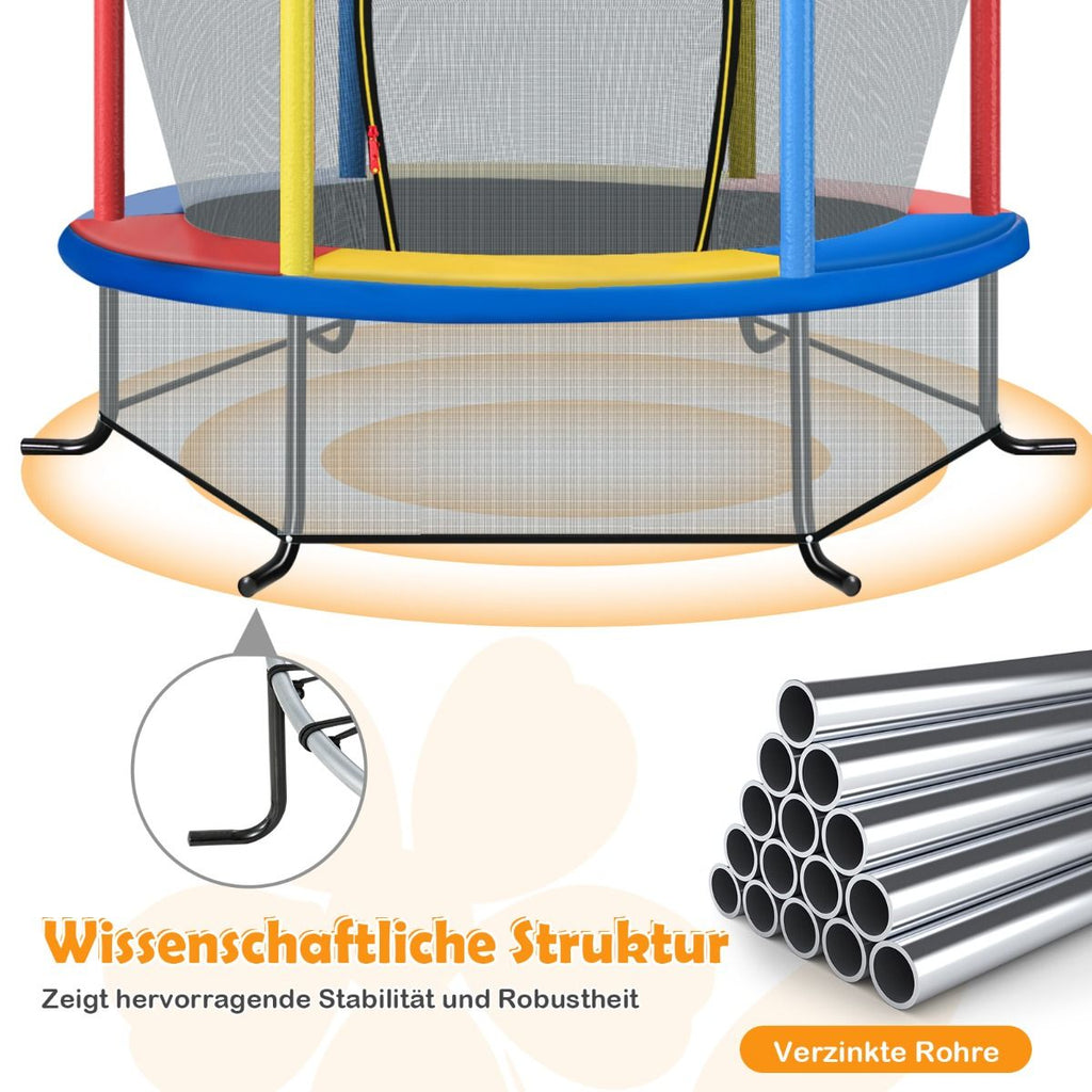 Ø165Cm Gartentrampolin Mit Sicherheitsnetz Trampolin Bis 135KG Belastbar Für Kinder Ab 3 Jahre