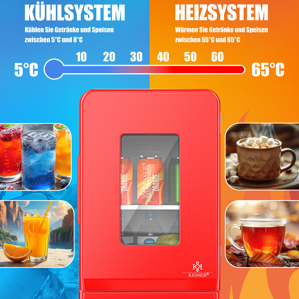 KESSER® Mini Kühlschrank 15 L Kühl Und Heizfunktion Minibar Kühlbox Thermobox