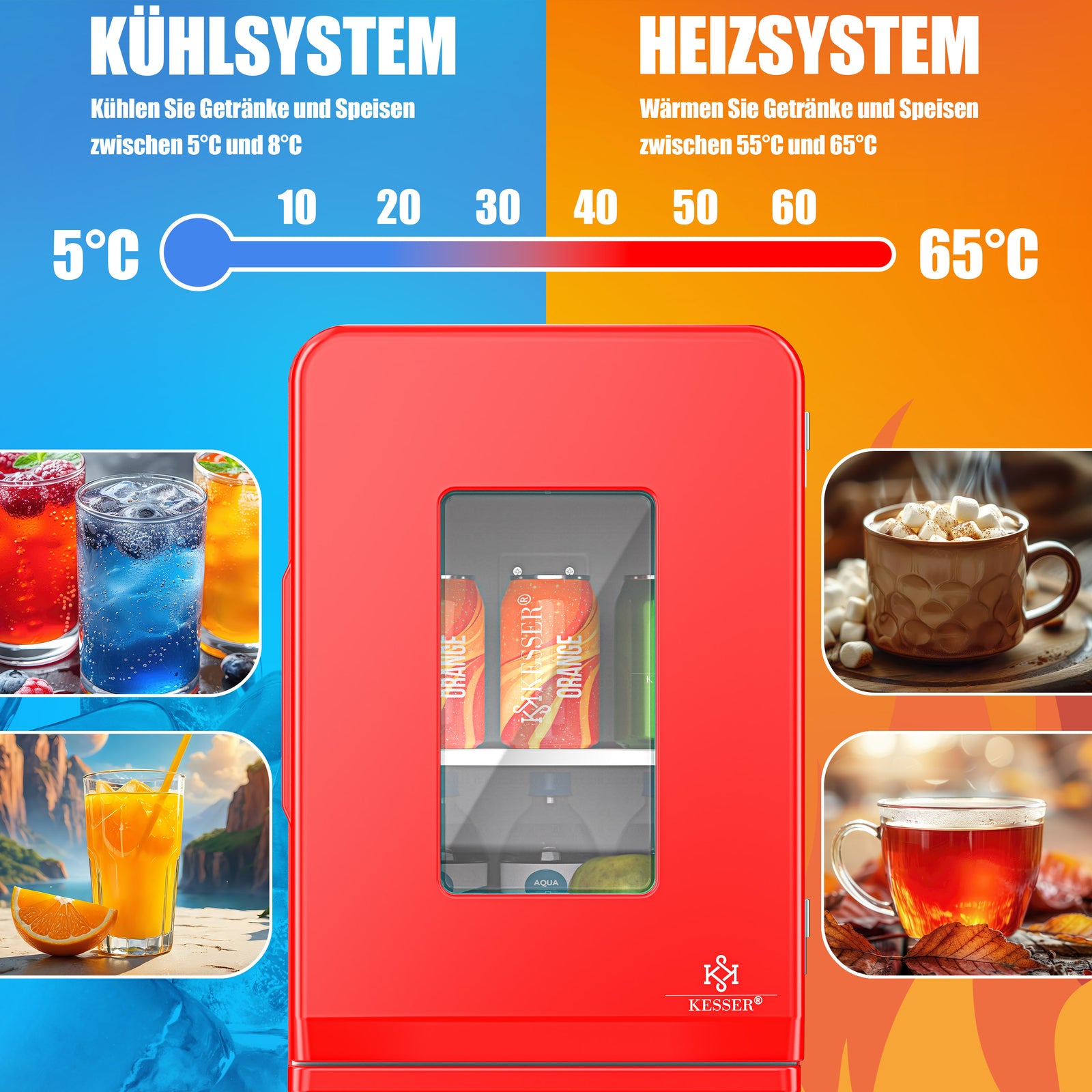 KESSER® Mini Kühlschrank 15 L Kühl Und Heizfunktion Minibar Kühlbox Thermobox