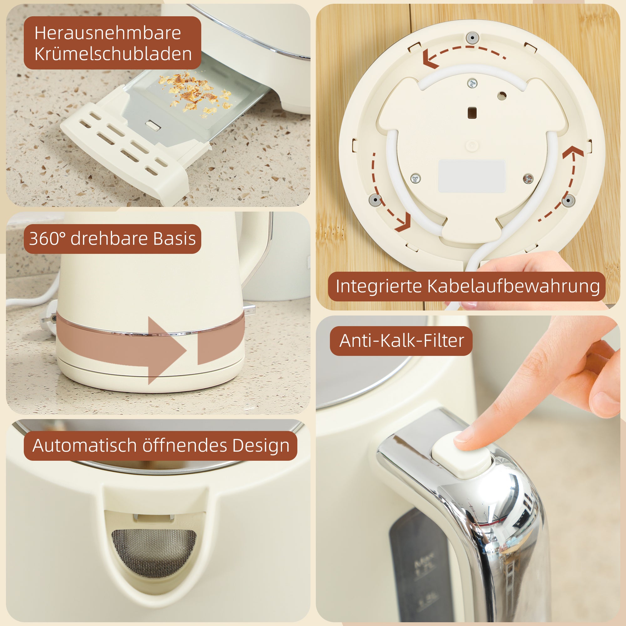 Wasserkocher Toaster Set Frühstück-Set Mit 1,7L Wasserkocher, 2 Scheiben Toaster