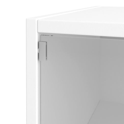 (US Shipping) White Glass Door Shoe Box Shoe Storage Cabinet With RGB Led Light