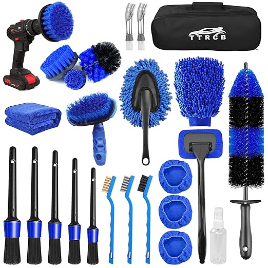 (US-DE Shipping) 26Pcs Car Detailing Brush Set Drill