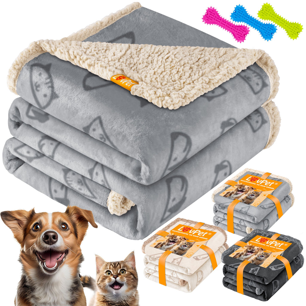 LOVPET® Hunde Decke Wasserdicht Haustier Trockenbett Fleece, 3X Spielzeugknochen