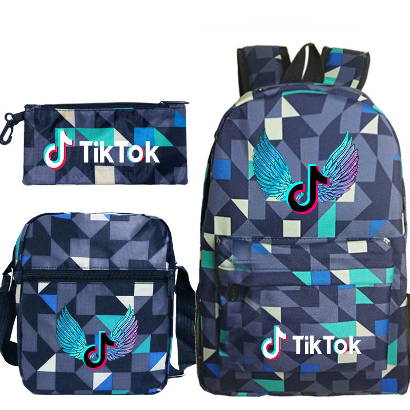 Customizable TikTok Print Backpack Set with Pouch