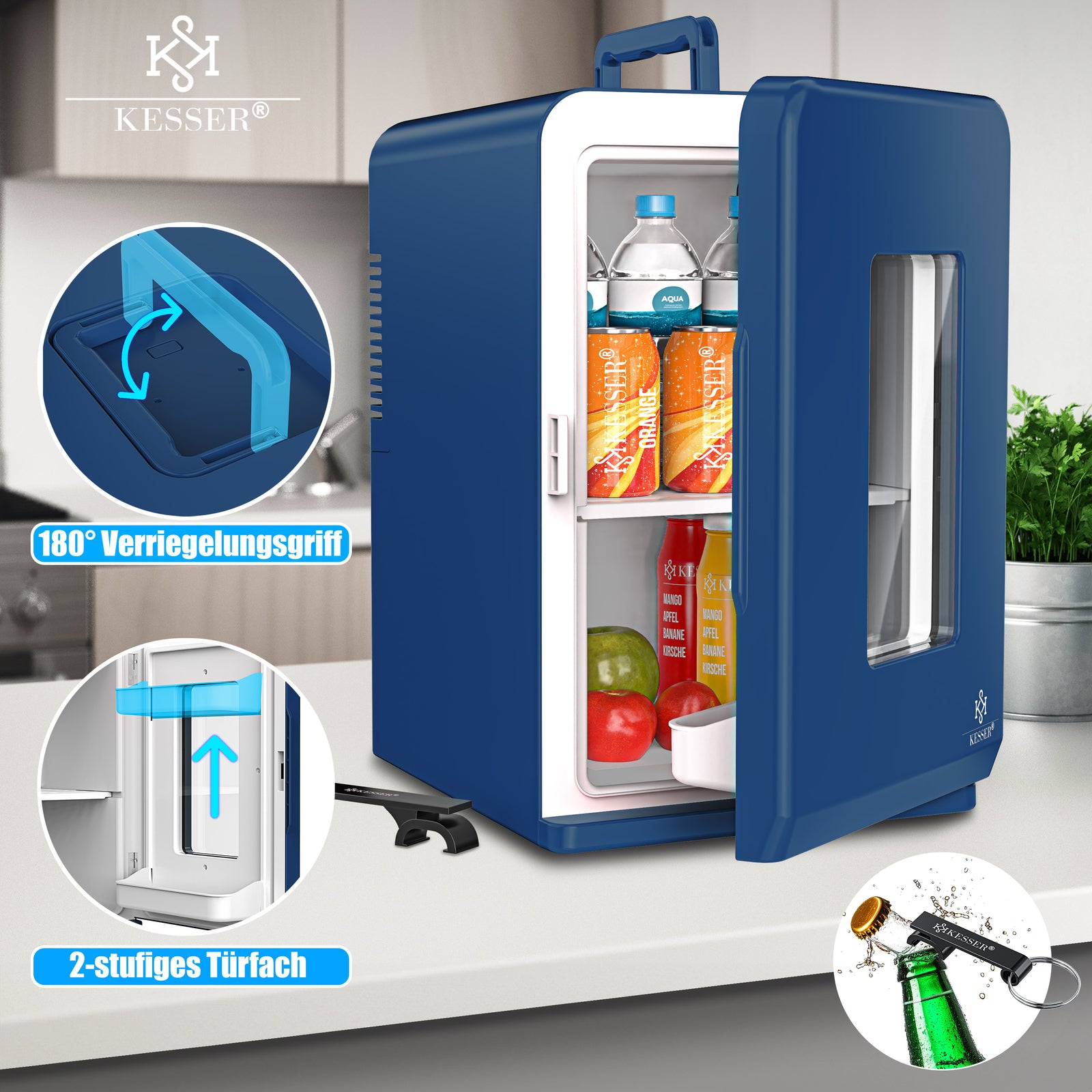 KESSER® Mini Kühlschrank 15 L Kühl Und Heizfunktion Minibar Kühlbox Thermobox