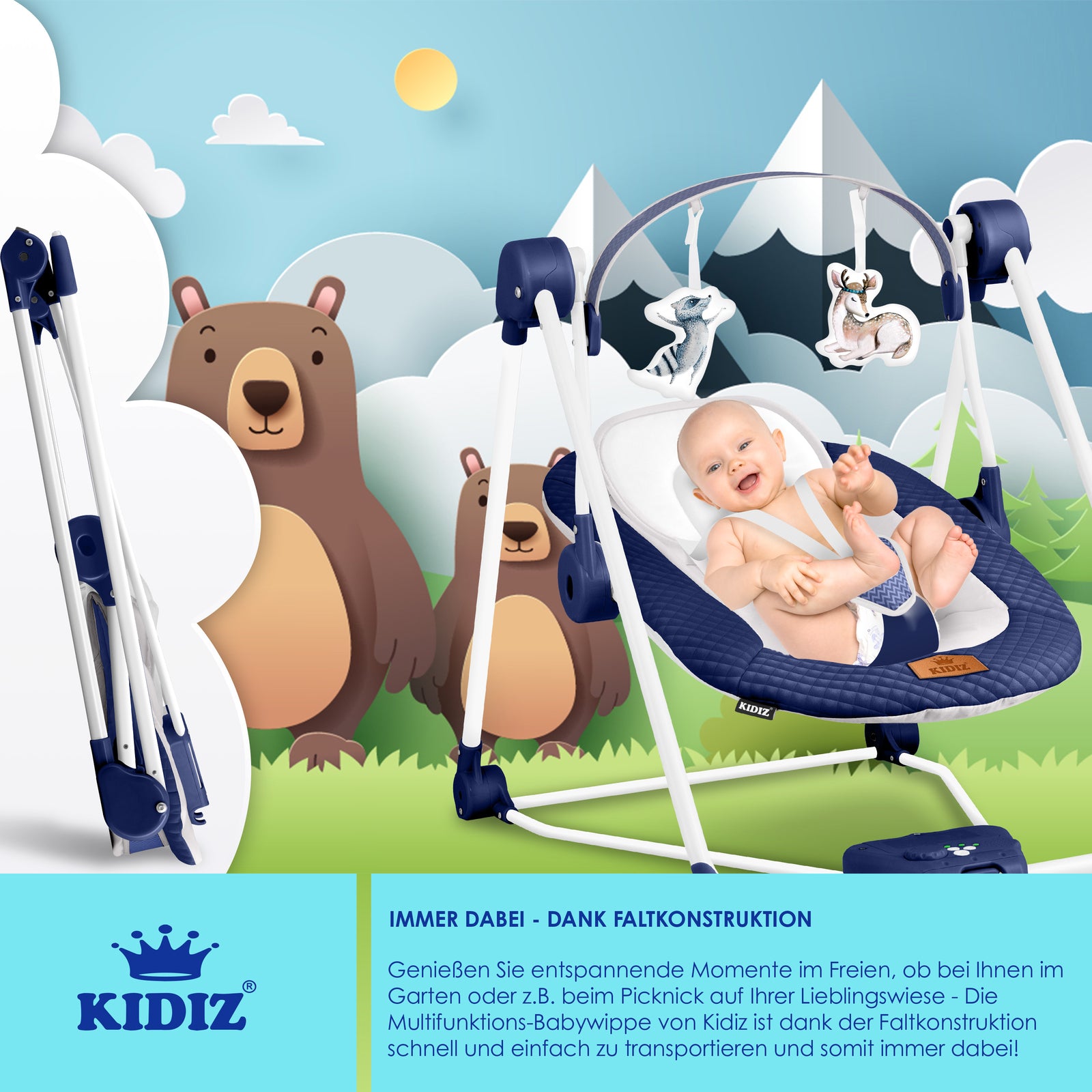 KIDIZ® Babywippe Schaukelwippe Babyschaukel Spielbogen Babywiege Liege Wippe