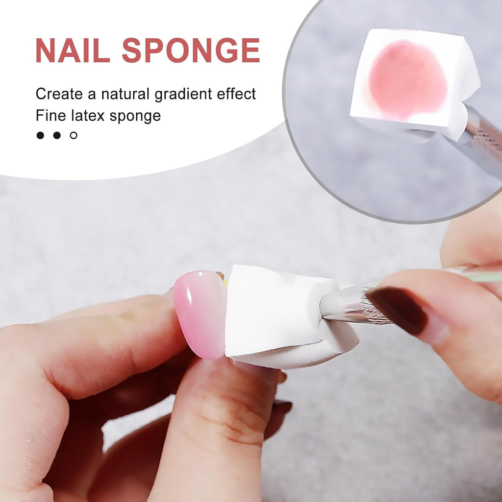 Qufiiry 200 Stück Nail Art Schwämme Mit Metallgreifer, Nagelkunst Schwammpinsel, Maniküre Zubehör Für Nägel, Um Eine Vielzahl Von Gradient Nail Art Patterns Zu Erstellen(Weiß)