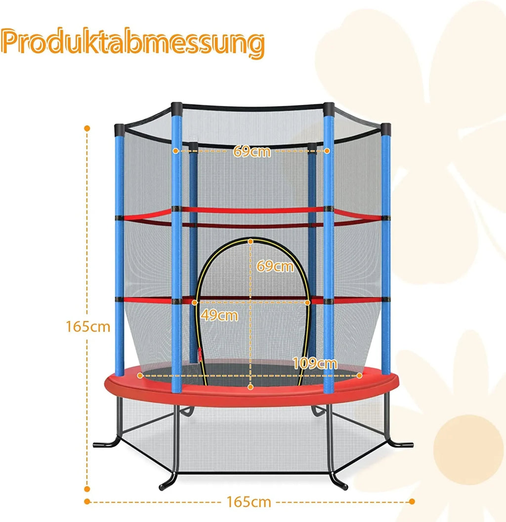 Ø165Cm Gartentrampolin Mit Sicherheitsnetz Trampolin Bis 135KG Belastbar Für Kinder Ab 3 Jahre