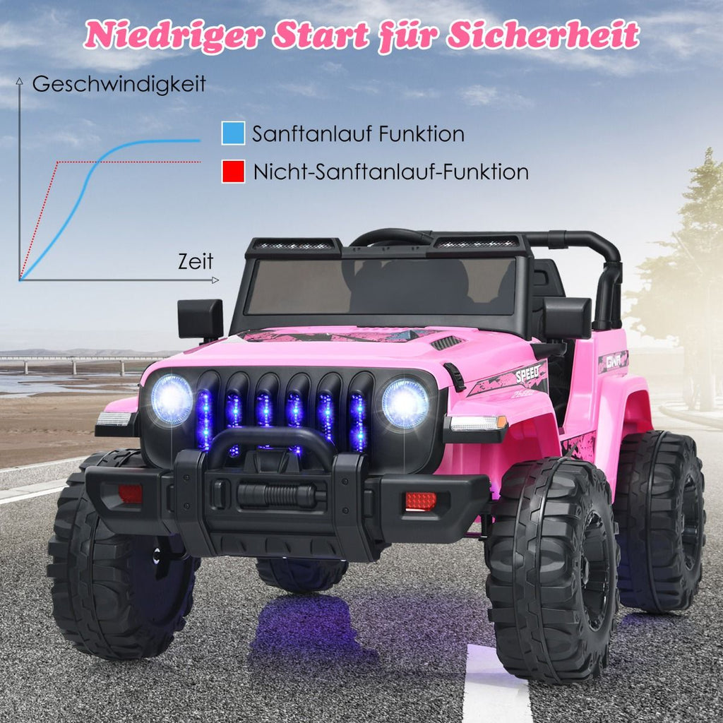 Kinder Elektroauto Mit 2,4G-Fernbedienung & MP3 & Hupe 12V Elektro Kinderauto Rosa