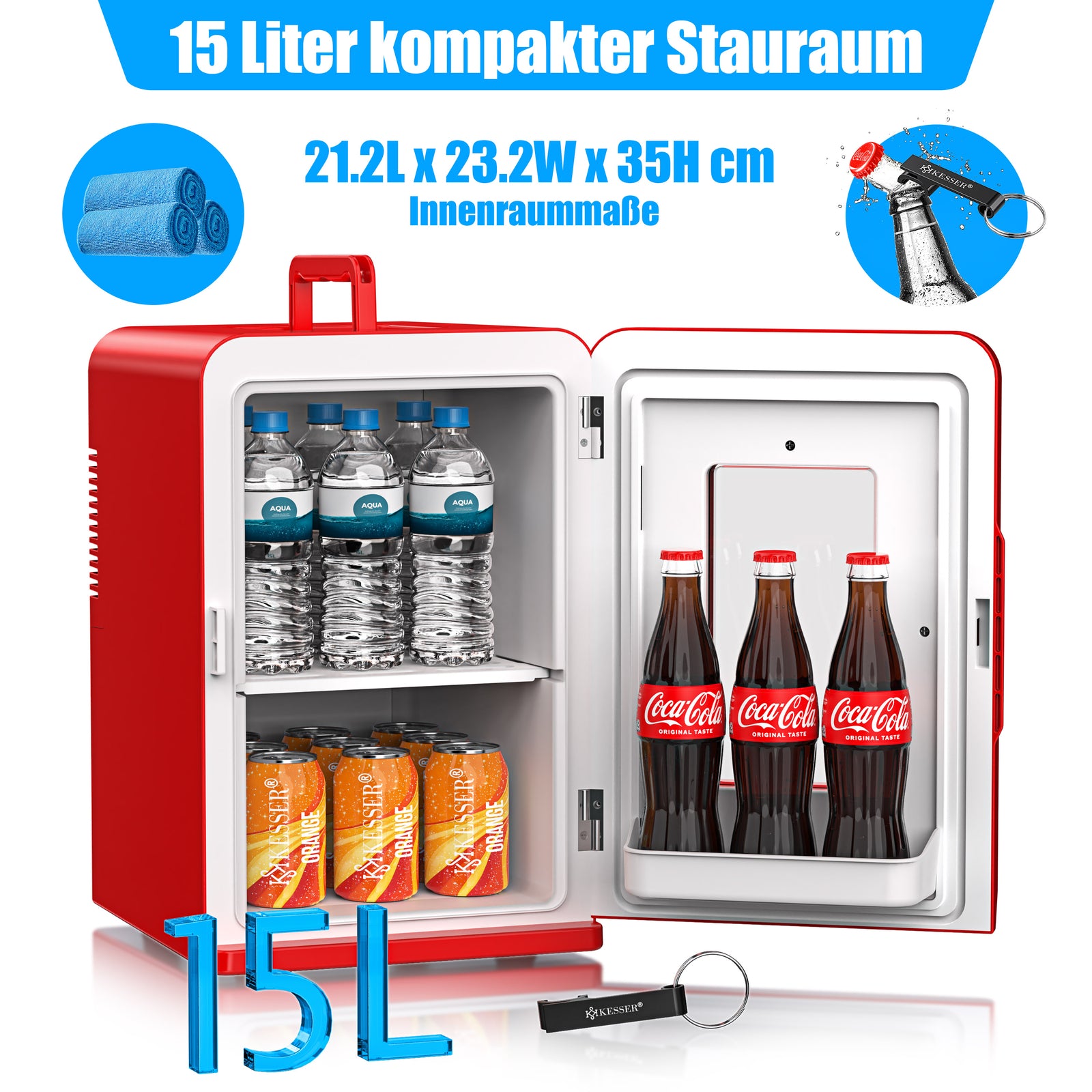KESSER® Mini Kühlschrank 15 L Kühl Und Heizfunktion Minibar Kühlbox Thermobox