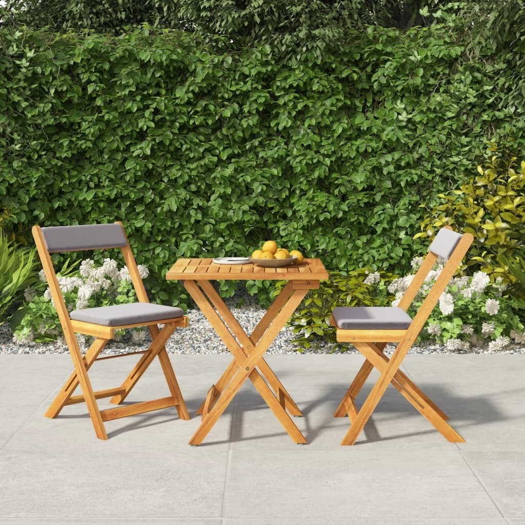 Bistro Set Klappbar Sitzgruppe Balkonmöbel 3-Tlg. Massivholz Akazie Vidaxl